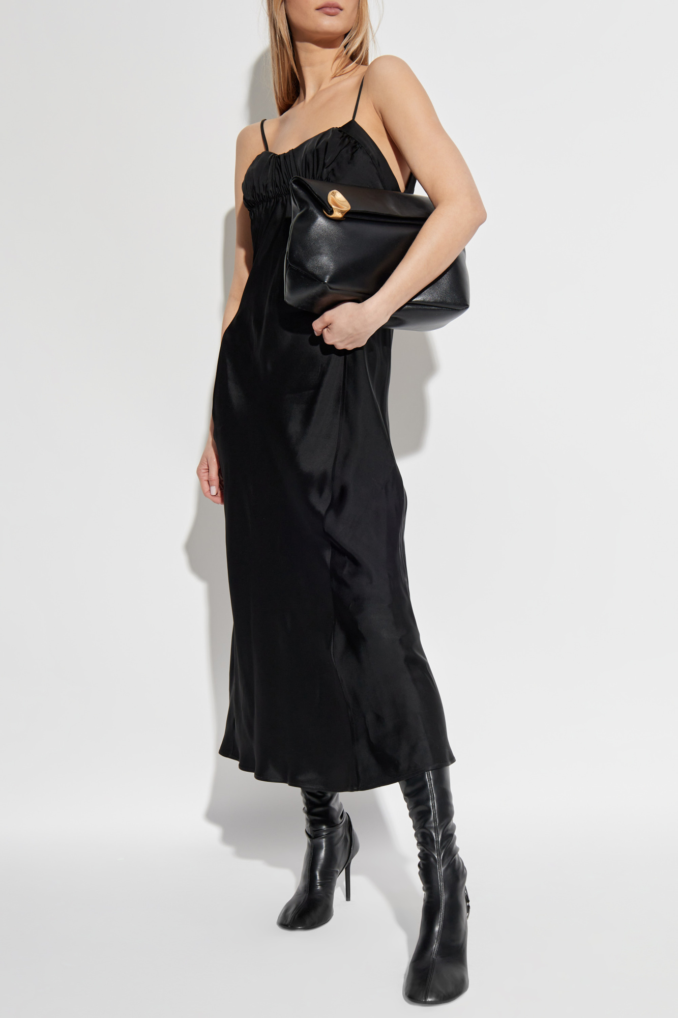 【送料&関税込】Jil Sander Draped Midi Dress JIL SANDER Draped floral-print twill maxi dress | NET-A-PORTER